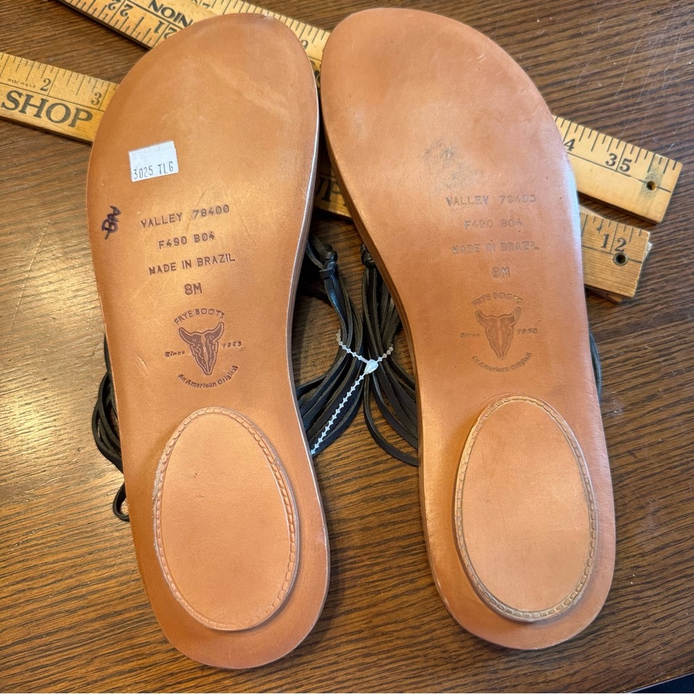 Frye Boots Valley Sandals Braided Thong Slip On Black Leather Size 8 NWT NEW - Picture 4 of 6